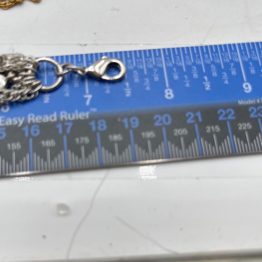 Lucky Brand MultiStrand Semi Precious Stone Chain Silver Tone Bracelet New Sz SM - Picture 7 of 7